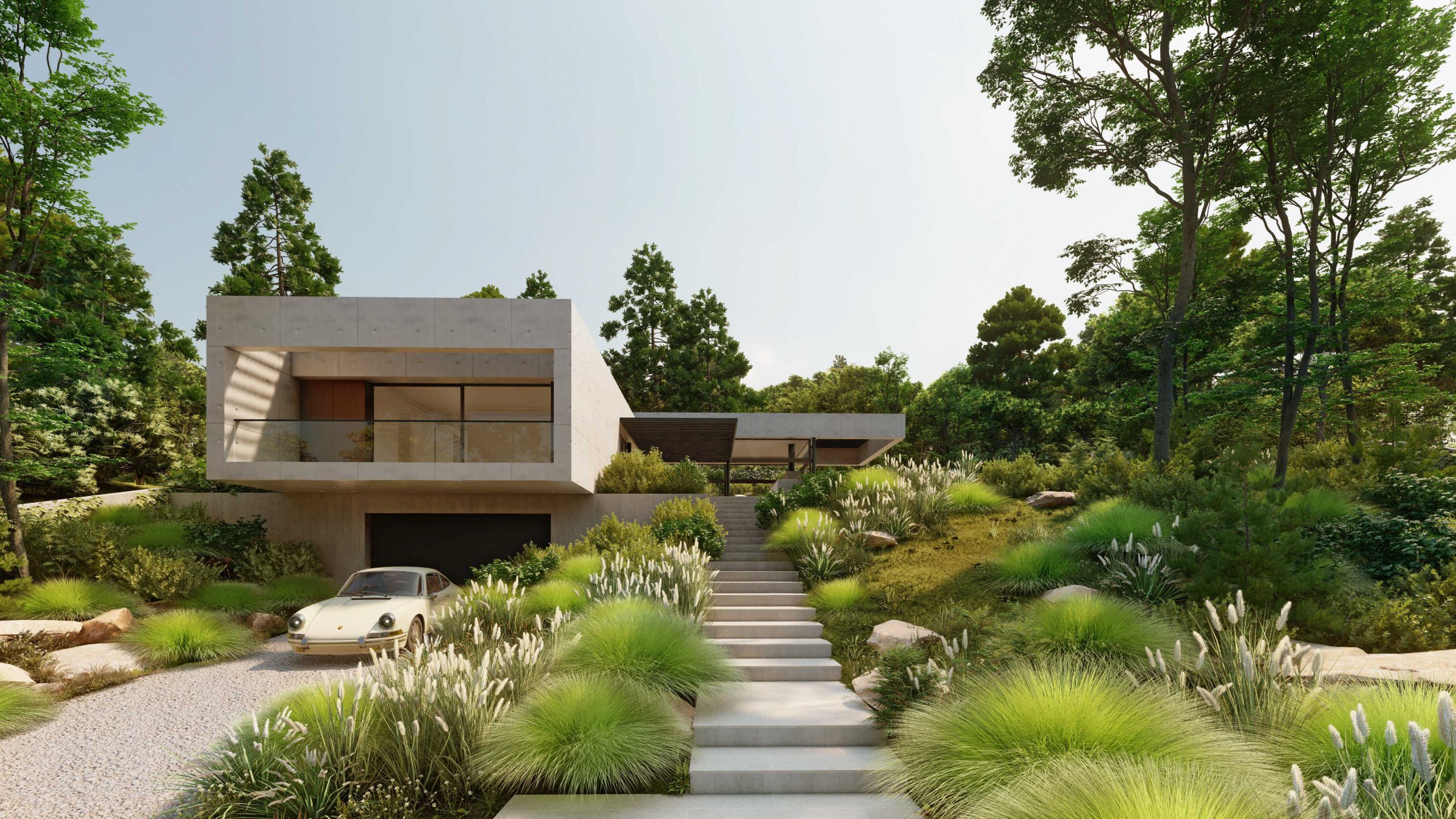 Mid century modern villas in Spain house in Barcelona design by Rardo Architects exterior view