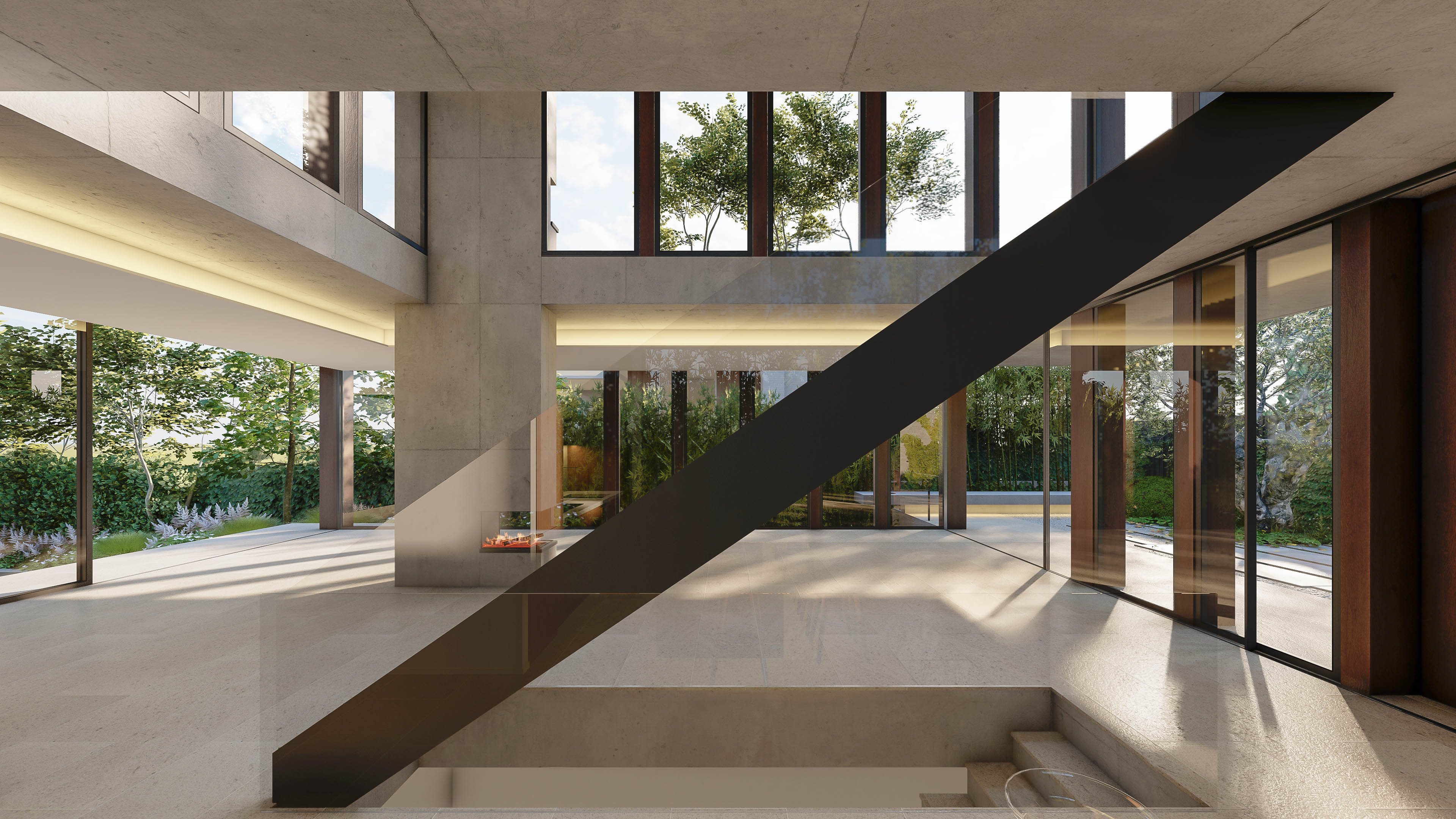 mid-century modern villa in Spain. luxury house in La plana Sitges. Barcelona. staircase and
