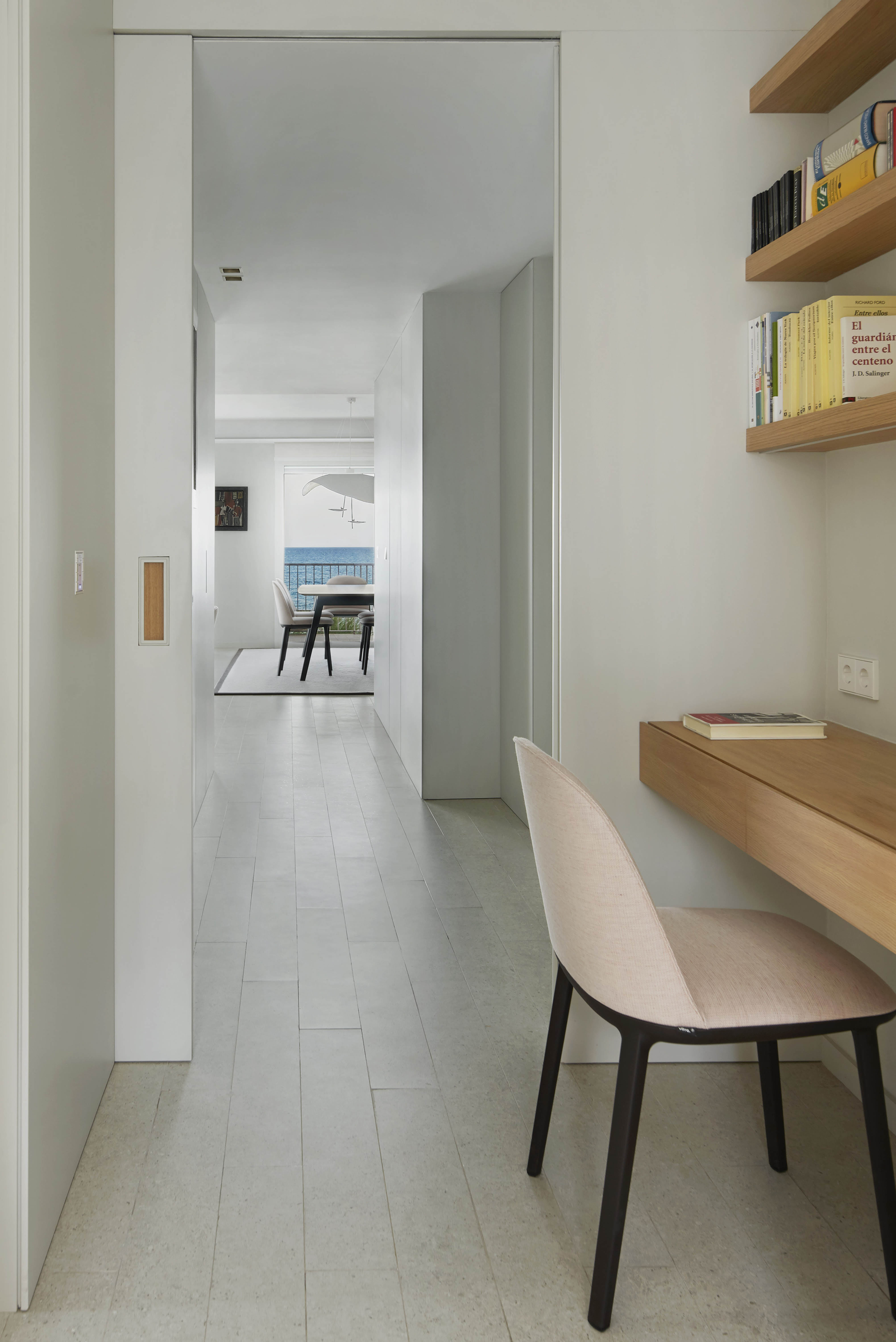 minimalist workspace inside a modern apartment