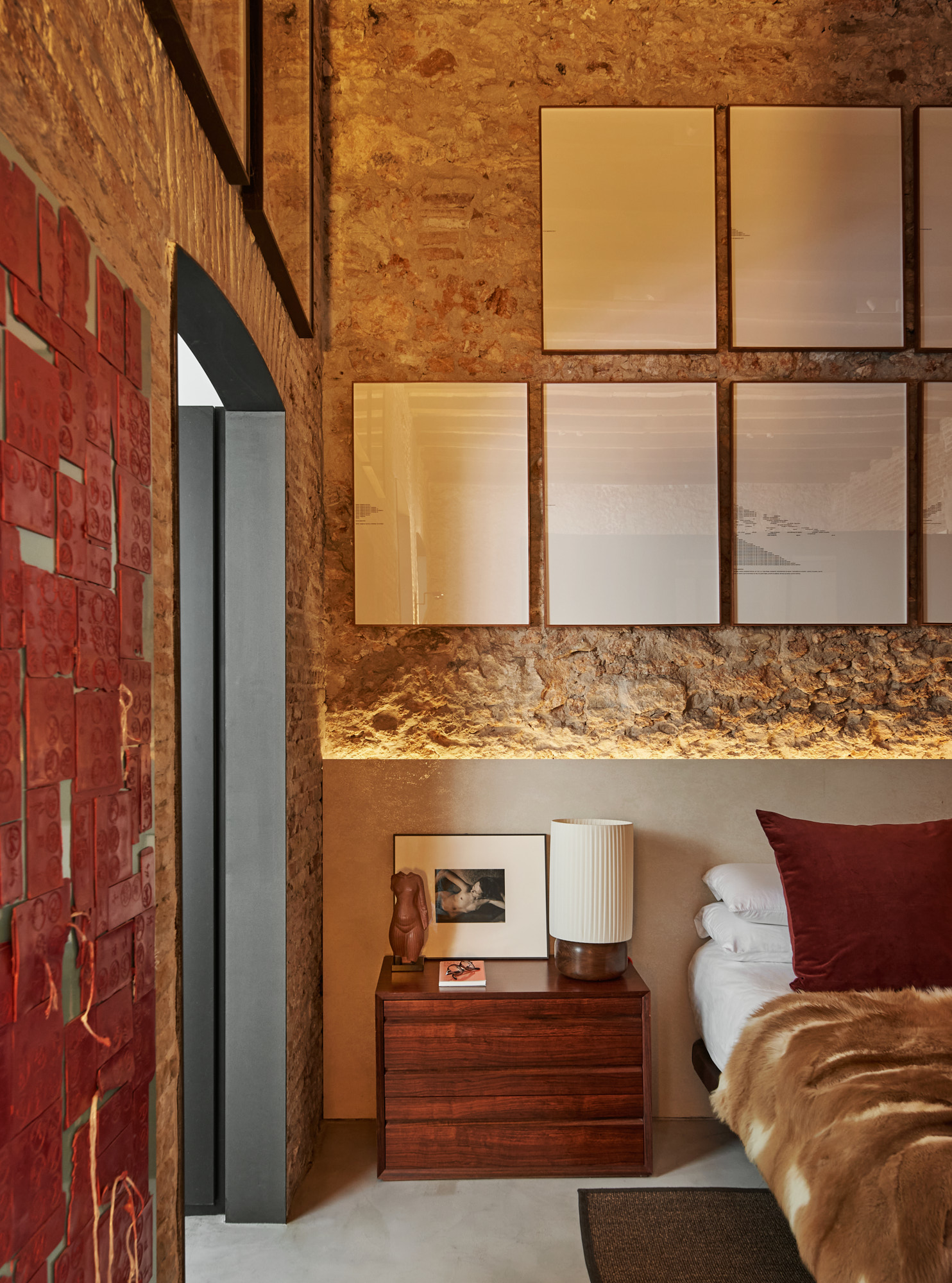 minimalist bedroom design in modern Brick interior designed by architects