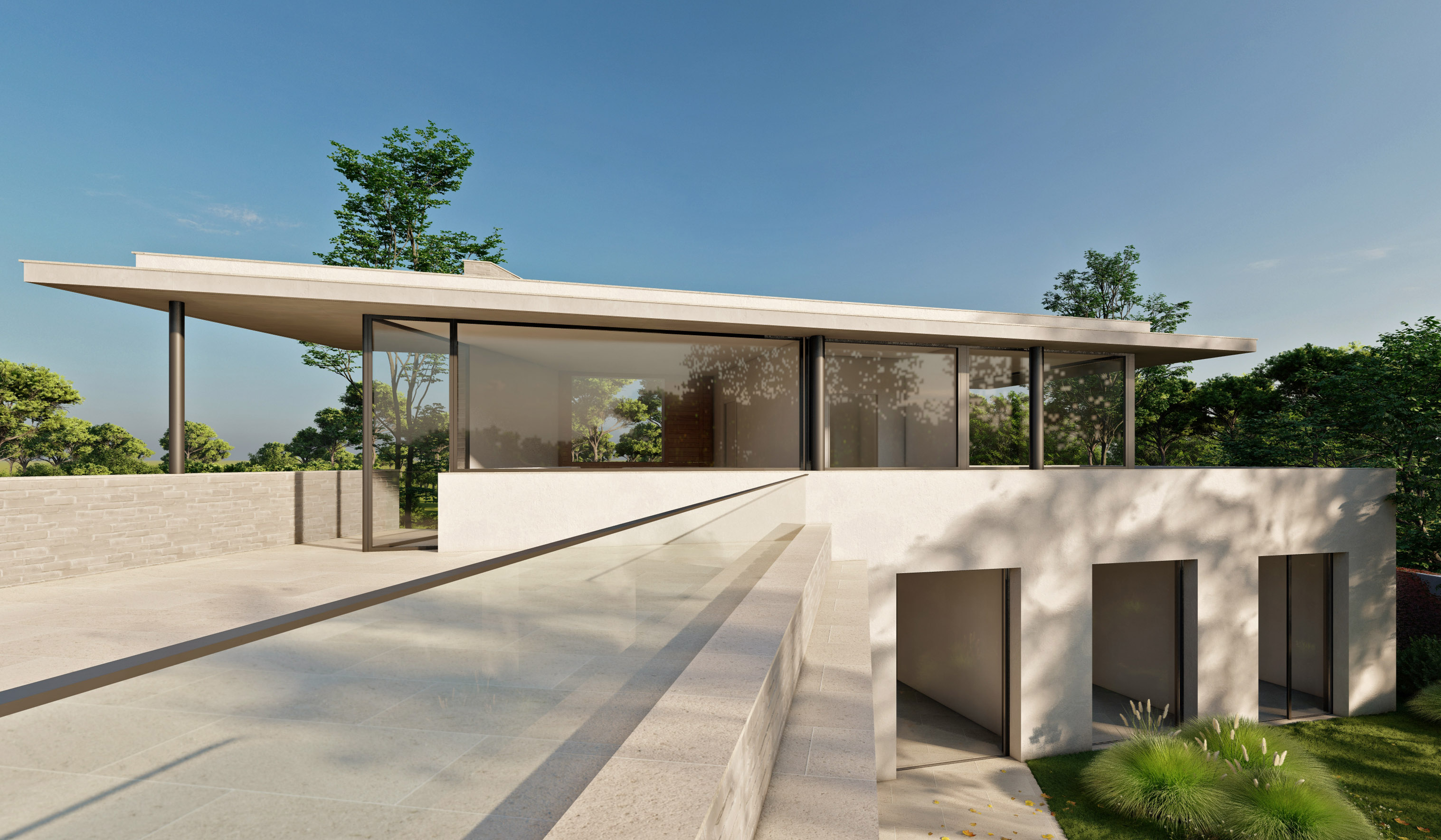Mid century modern villas in Spain house in Barcelona design by Rardo Architects top terrace view