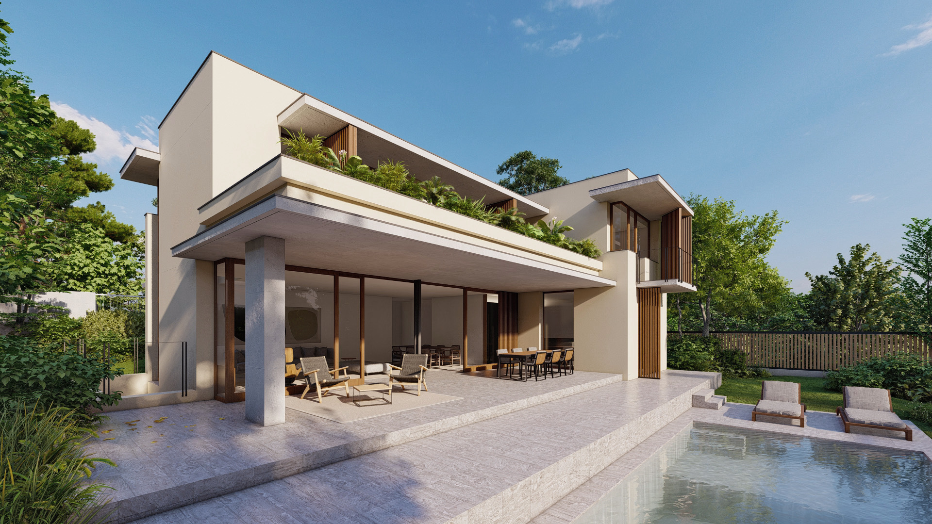 Diseño arquitectónico para viviendas residenciales: fachada contemporánea en villa de La Plana, Sitges